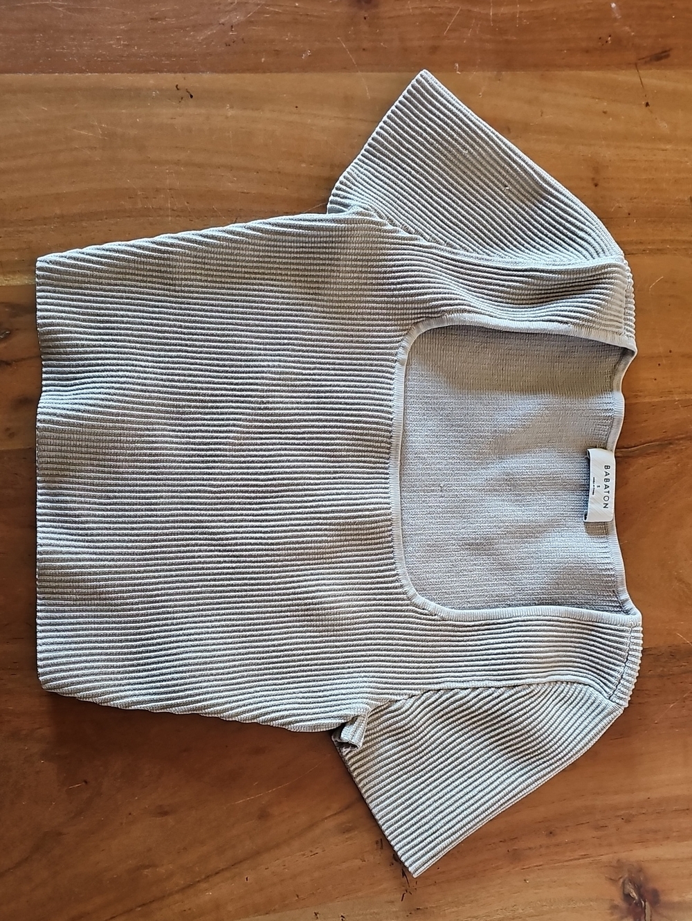 Babaton Ribbed Square-Neck Cropped Top
